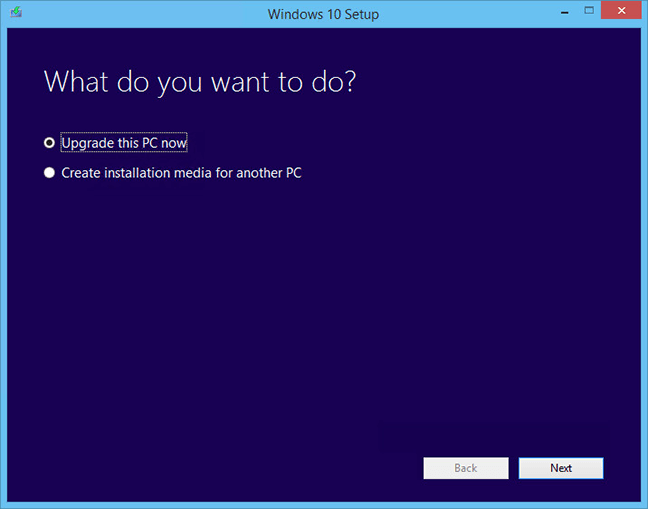 Chọn tùy chọn đầu tiên để nâng cấp Windows 10