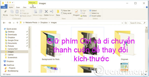 Thay đổi kích thước file Explorer