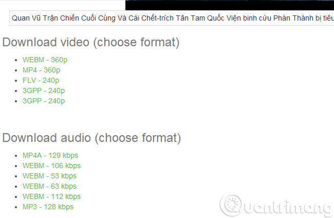 chọn định dạng video phù hợp và download Download file video YouTube