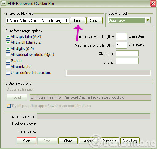 Chọn file PDF cần gỡ mật khẩu