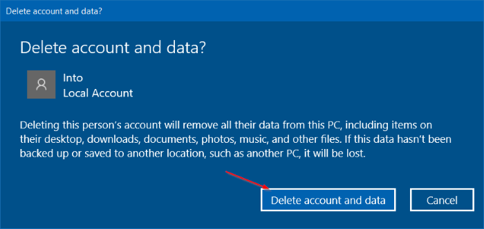  click chọn Delete account and data