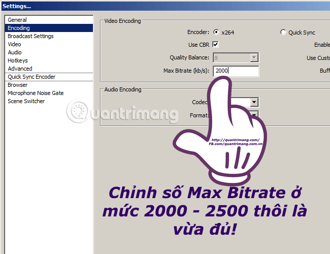 Chọn Max Bitrate