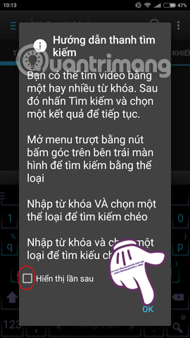 Sử dụng thanh tìm kiếm ứng dụng tải video Youtube về Android