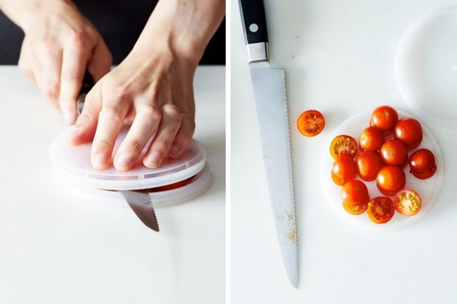 Cắt cà chua bi Cắt cà chua bi
