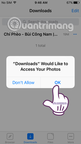 Truy cập album ảnh trên thiết bị