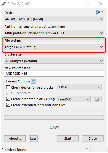 Tại menu File System, chọn FAT32 Tại menu File System, chọn FAT32