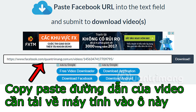 Paste url facebook video