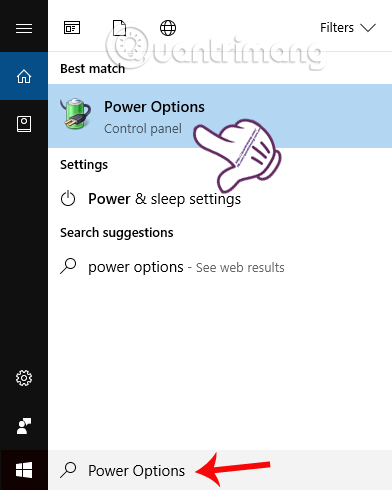 Mở Power Options Windows 10