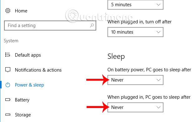 Tắt chế độ Sleep Windows 10