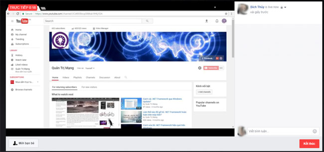 Live Stream video Kết quả khi Live Stream trên Facebook từ máy tính