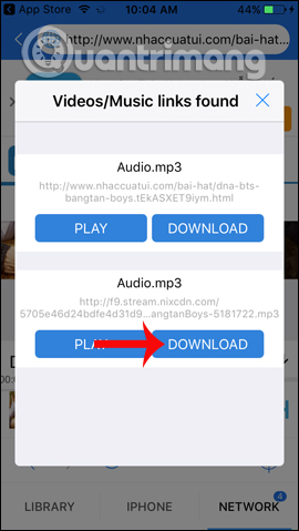 Nhấn nút Download tải file mp3