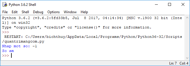 Kết quả đầu ra của lệnh if trên Python
