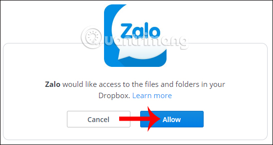 Dropbox liên kết với Zalo