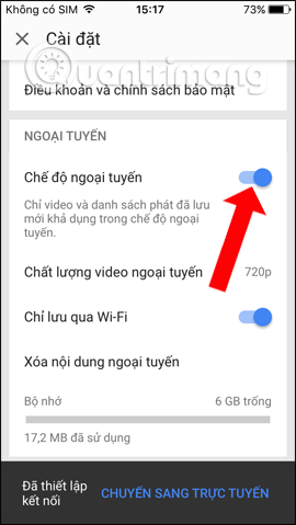 Chế độ ngoại tuyến Youtube 