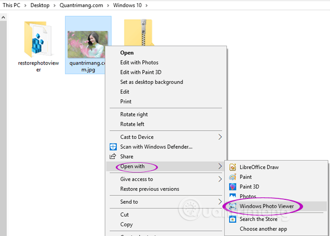 Xem ảnh bằng Windows Photos Viewer trên Windows 10