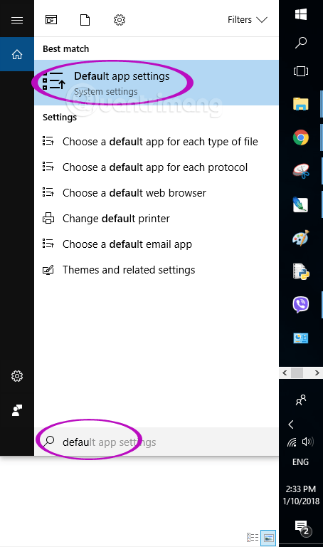 Chọn Default app settings