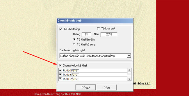 Chọn kỳ khai thuế 