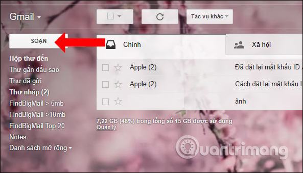 Soạn gửi email cho Gmail 