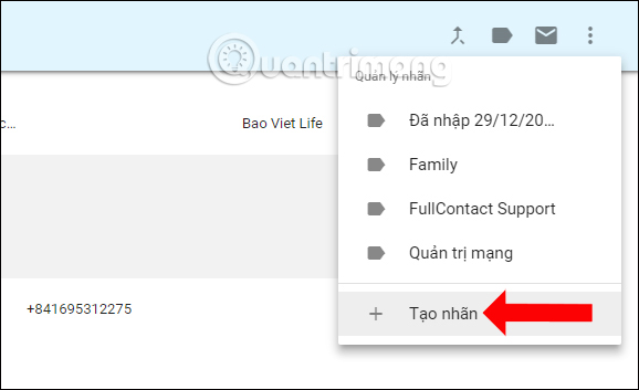 Tạo nhãn mới trên Gmail