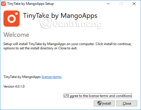 Cài đặt phần mềm TinyTake 