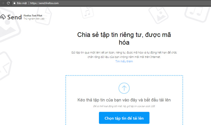 Firefox Send - Gửi tập tin qua web