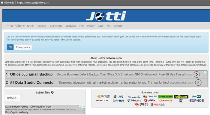  Jotti Malware Scan - Kiểm tra Virus trong các tập tin trên Web