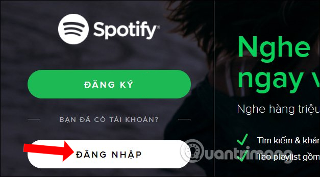 Đăng nhập tài khoản Spotify 