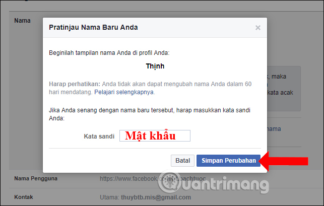 Nhập mật khẩu Facebook