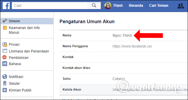 Đổi tên Facebook 