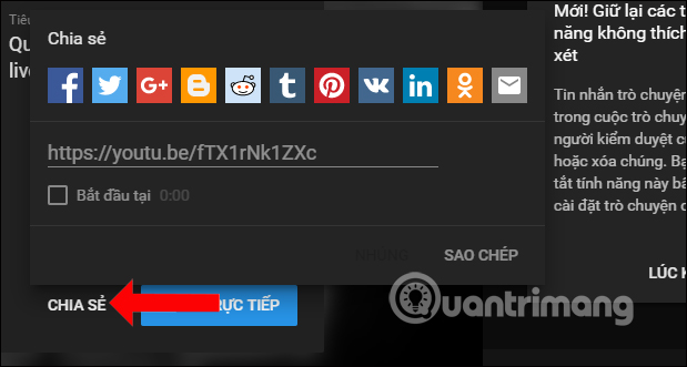 Chia sẻ link phát trực tiếp 