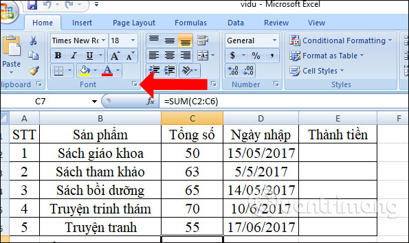 Cách dùng các kiểu gạch chân trên Excel