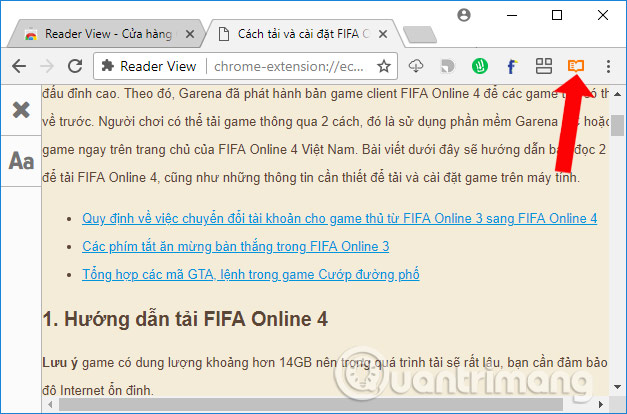 Biểu tượng tiện ích Reader View