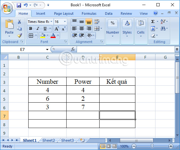 Cách dùng hàm Power trong Excel