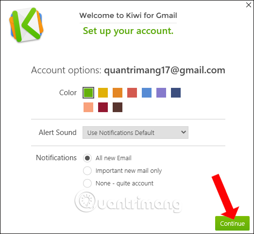 Thiết lập giao diện Kiwi for Gmail