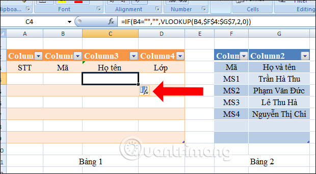 Cách tự động hiện tên khi nhập mã trong Excel - Ảnh minh hoạ 3