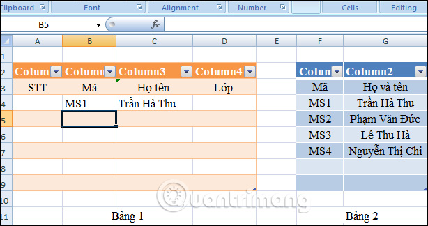 Cách tự động hiện tên khi nhập mã trong Excel - Ảnh minh hoạ 5