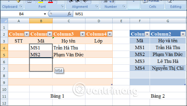 Cách tự động hiện tên khi nhập mã trong Excel - Ảnh minh hoạ 6