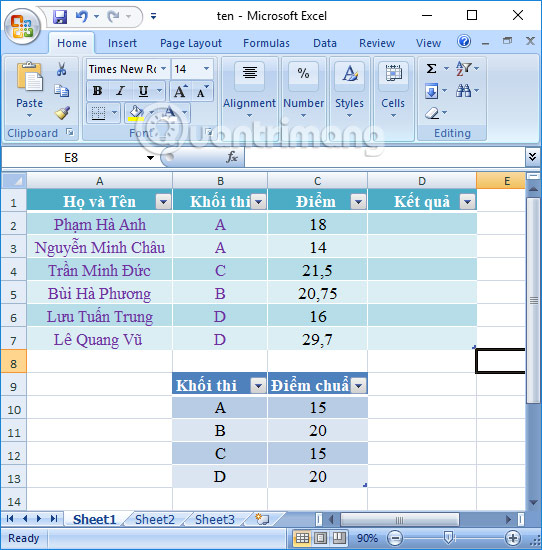 Cách kết hợp hàm Vlookup với hàm If trên Excel