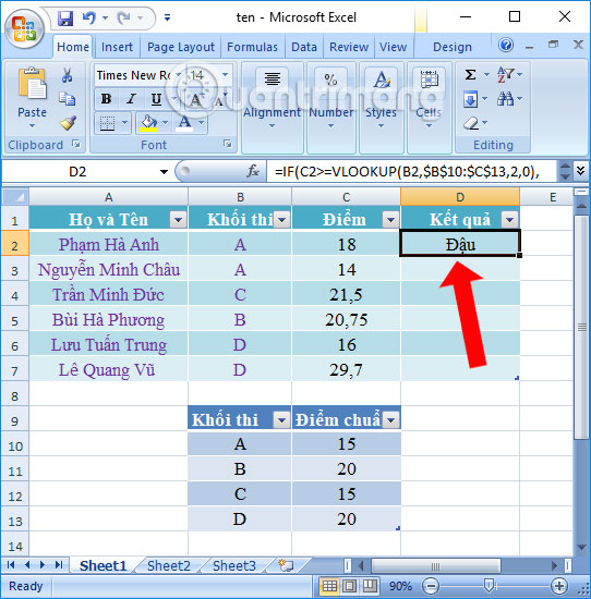Cách kết hợp hàm Vlookup với hàm If trên Excel - Ảnh minh hoạ 3