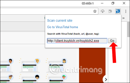 Paste link muốn check virus