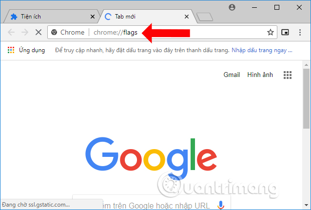 Truy cập Chrome Flags 