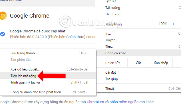 Tiện ích trên Chrome 