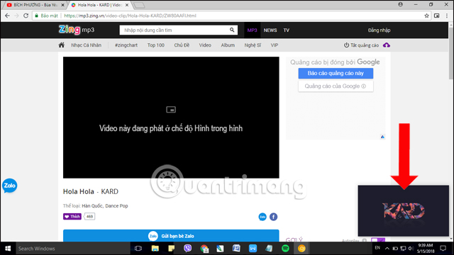 Áp dụng với các trang video
