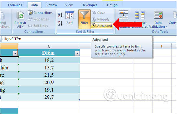 Cách sử dụng Advanced Filter lọc dữ liệu trên Excel - Ảnh minh hoạ 4