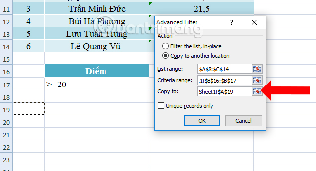 Cách sử dụng Advanced Filter lọc dữ liệu trên Excel - Ảnh minh hoạ 8