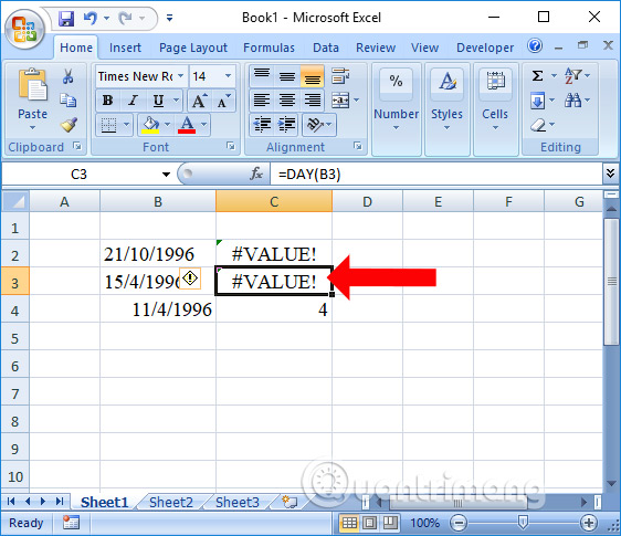 Cách sửa lỗi #VALUE ngày tháng trên Excel
