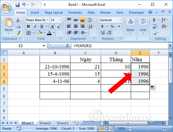 Cách tách cột ngày, tháng, năm làm 3 cột khác nhau trên Excel - Ảnh minh hoạ 6