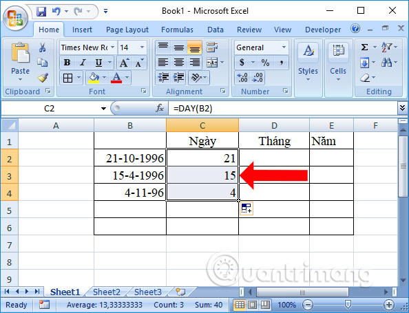 Cách tách cột ngày, tháng, năm làm 3 cột khác nhau trên Excel - Ảnh minh hoạ 2