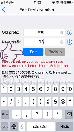 Điền đầu số cũ vào phần Old Prefix, điền đầu số mới vào New Prefix 