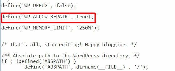 Thêm code trong file wp-config.php